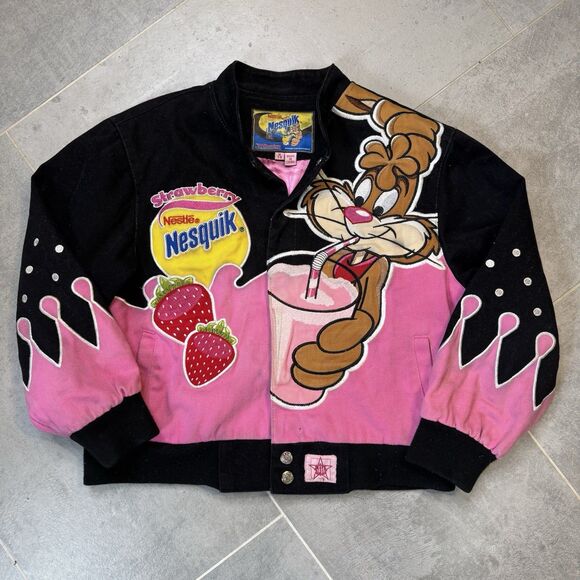 Vintage JH Design Kids / Womens Nesquik Strawberry Jacket Jeff Hamilton Rare - Picture 1 of 16